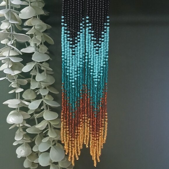 Handmade indigenous beadwork - fringe earrings - Picture 1 of 1